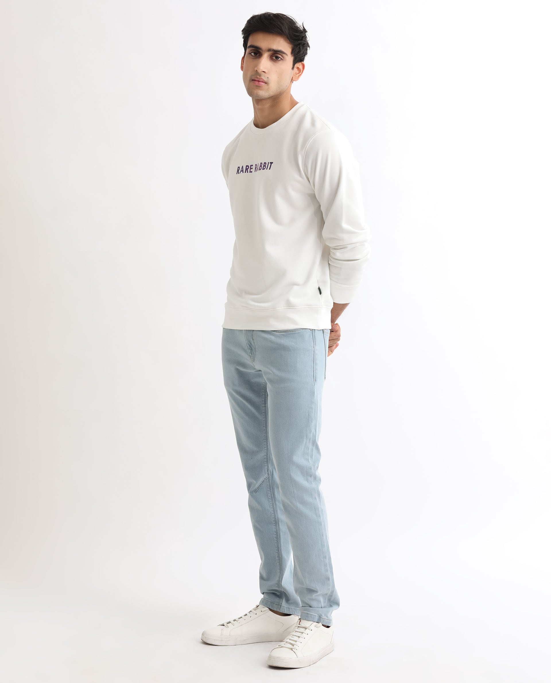 Rare Rabbit Men'S Lintz Off White Sweatshirt Full Sleeves Solid - view 6