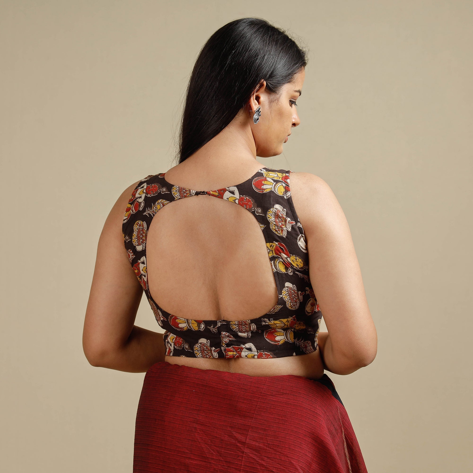ITOKRI CASUALS Brown - Kalamkari Printed Cotton Stitched Blouse - view 4