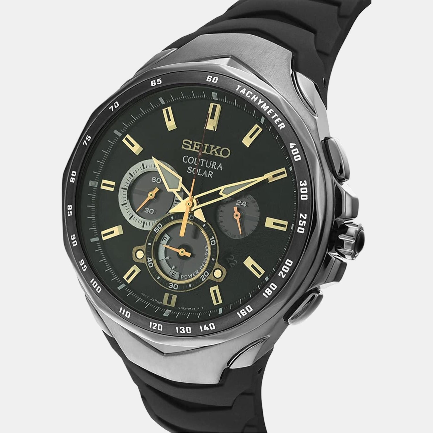 Seiko Coutura Men Solar Black Dial Chronograph Silicone Watch SSC811P9 - view 2