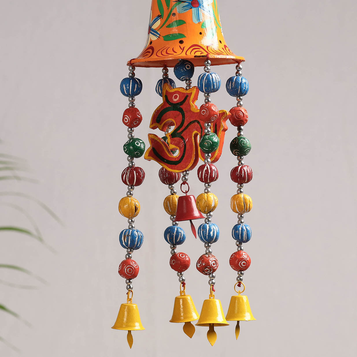 DEVENDRA SINGH Big Bell - Banaras Handpainted Wooden & Terracotta Beads Decorative Hanging - view 2