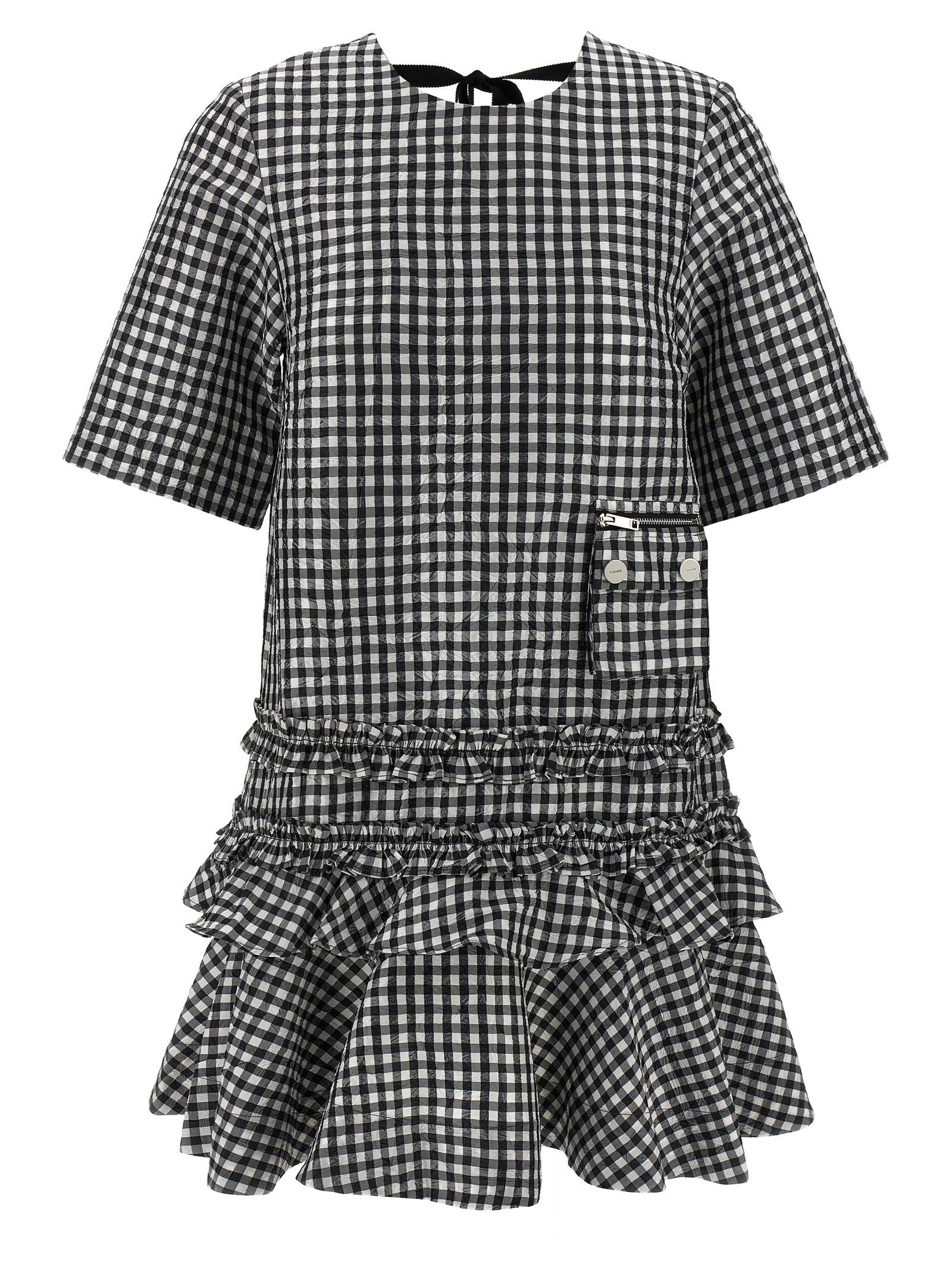 Ganni Crinkled Check Mini Dress – 100% polyester