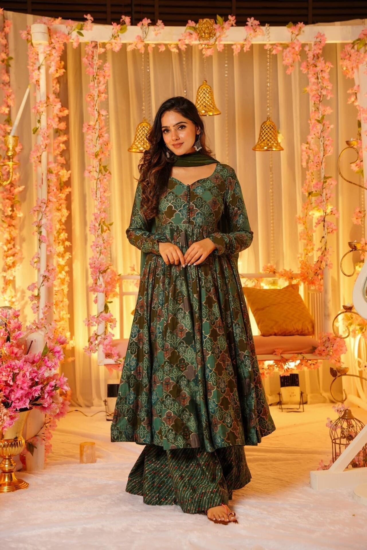 Idaho-o Reaver green muslin suit set