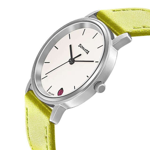 Sonata Play White Dial & Green Leather Strap - view 2
