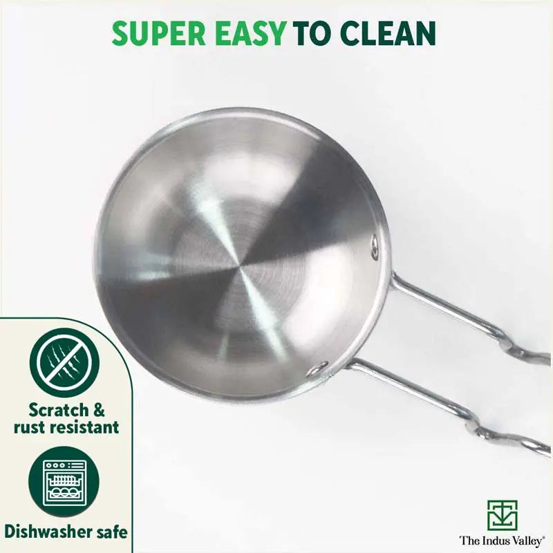 The Indus Valley TurboCuk Triply Stainless Steel Tadka Pan for Spice Seasoning/Heating, Premium Quality, 3 Layer Thick Body, 100% Toxin-free, Non-stic - view 9