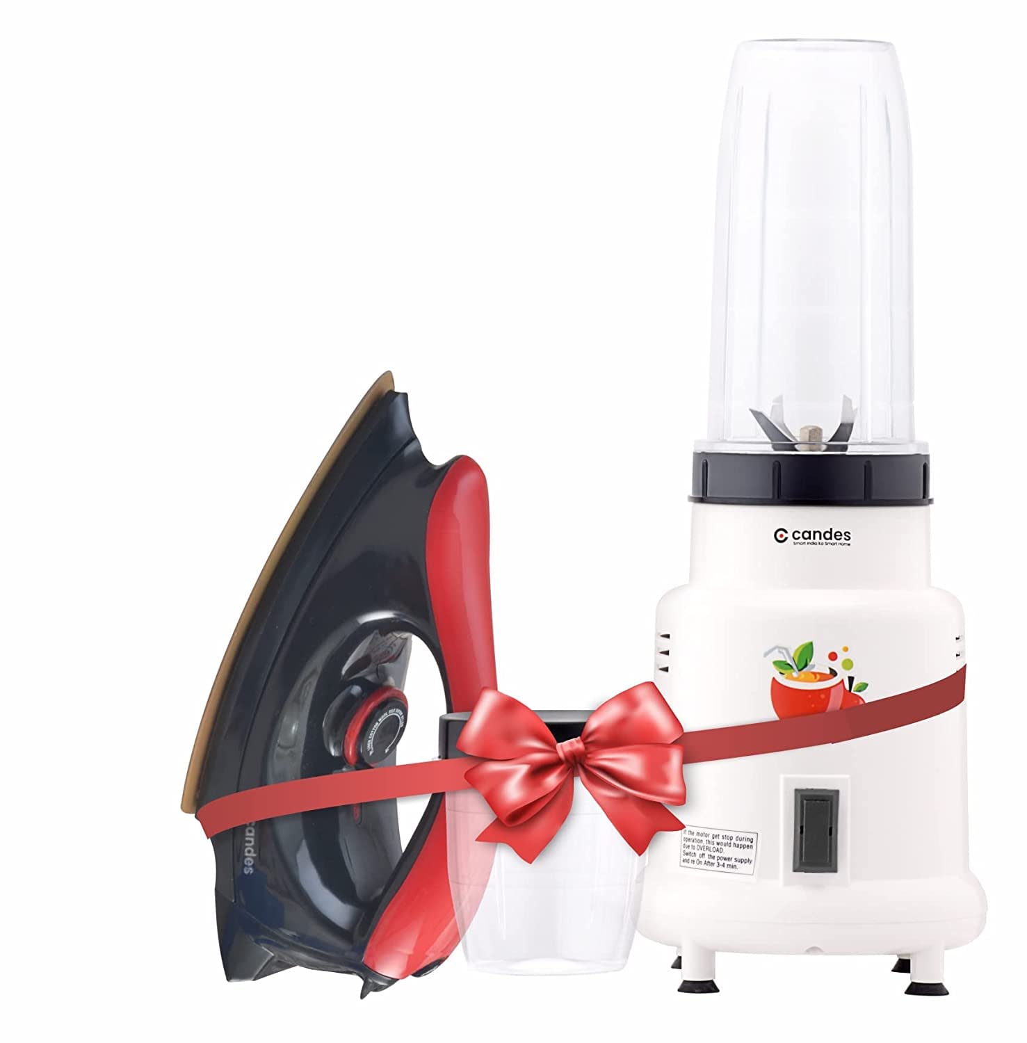 Candes Hector Nutri Blender 22000 RPM, Stainless Steel Blades, 2 Unbreakable Jars, 1 Years Warranty, 400-Watt, (White) & EI106 Electric Dry Iron (Supe