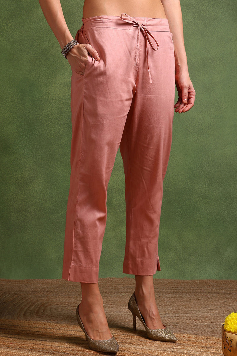Ahika Pink Linen Blend Woven Design Straight Trouser Suit Set PKSKD2697 - view 6