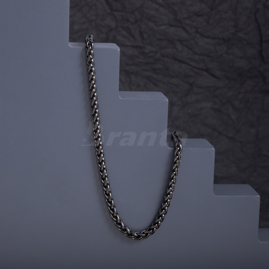 Branta Black Stainless Steel Wheat Chain For Men (21.5 Inch) - view 3