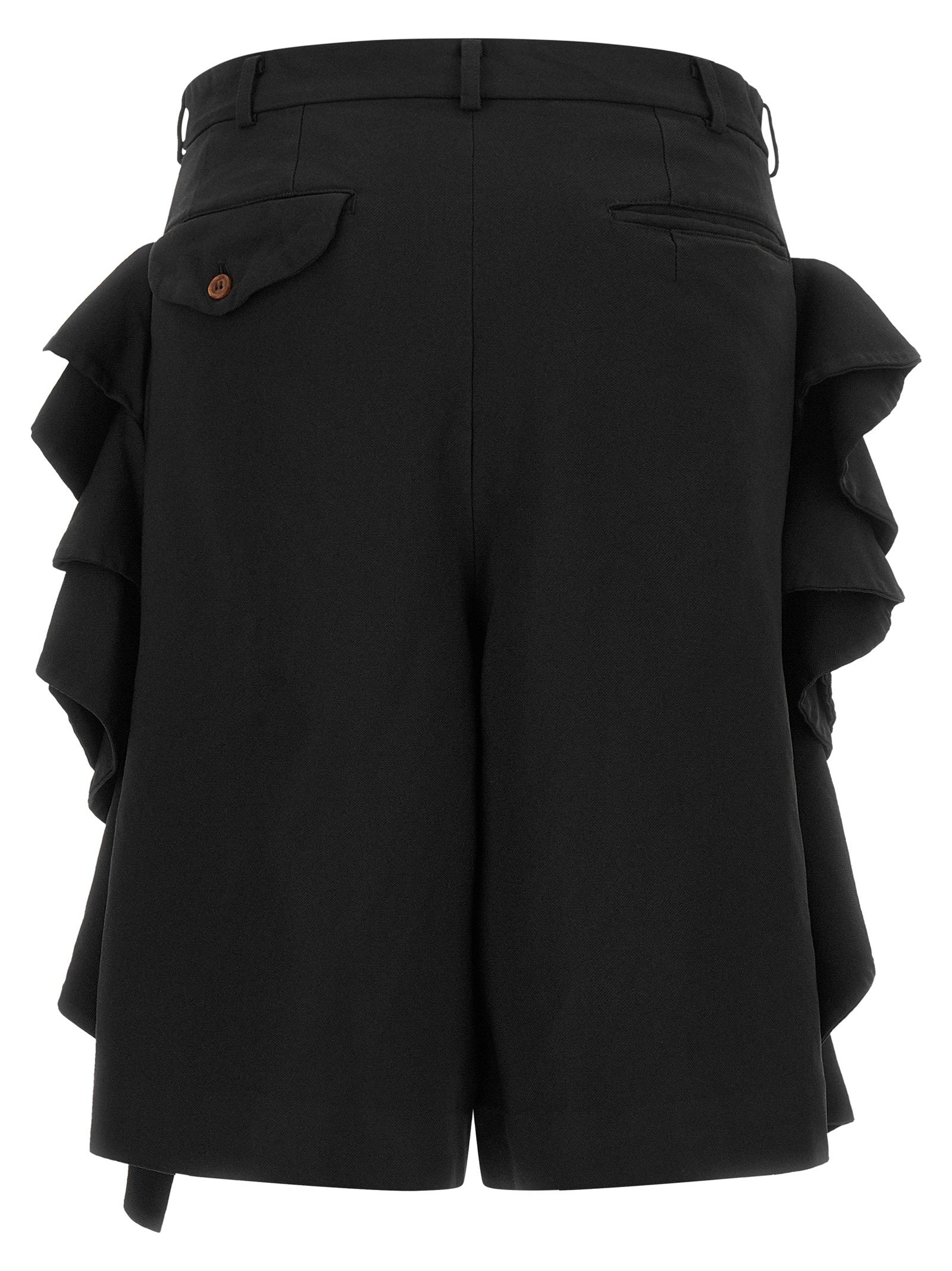 Comme Des Garcons Black Sculptural Ruffle Bermuda Shorts - view 2