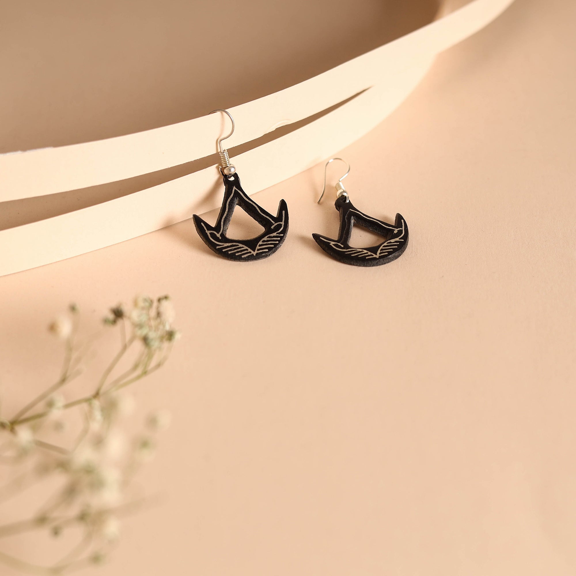 ITOKRI CRAFTS INITIATIVE Bidri Work Pure Silver Inlay Earrings 07
