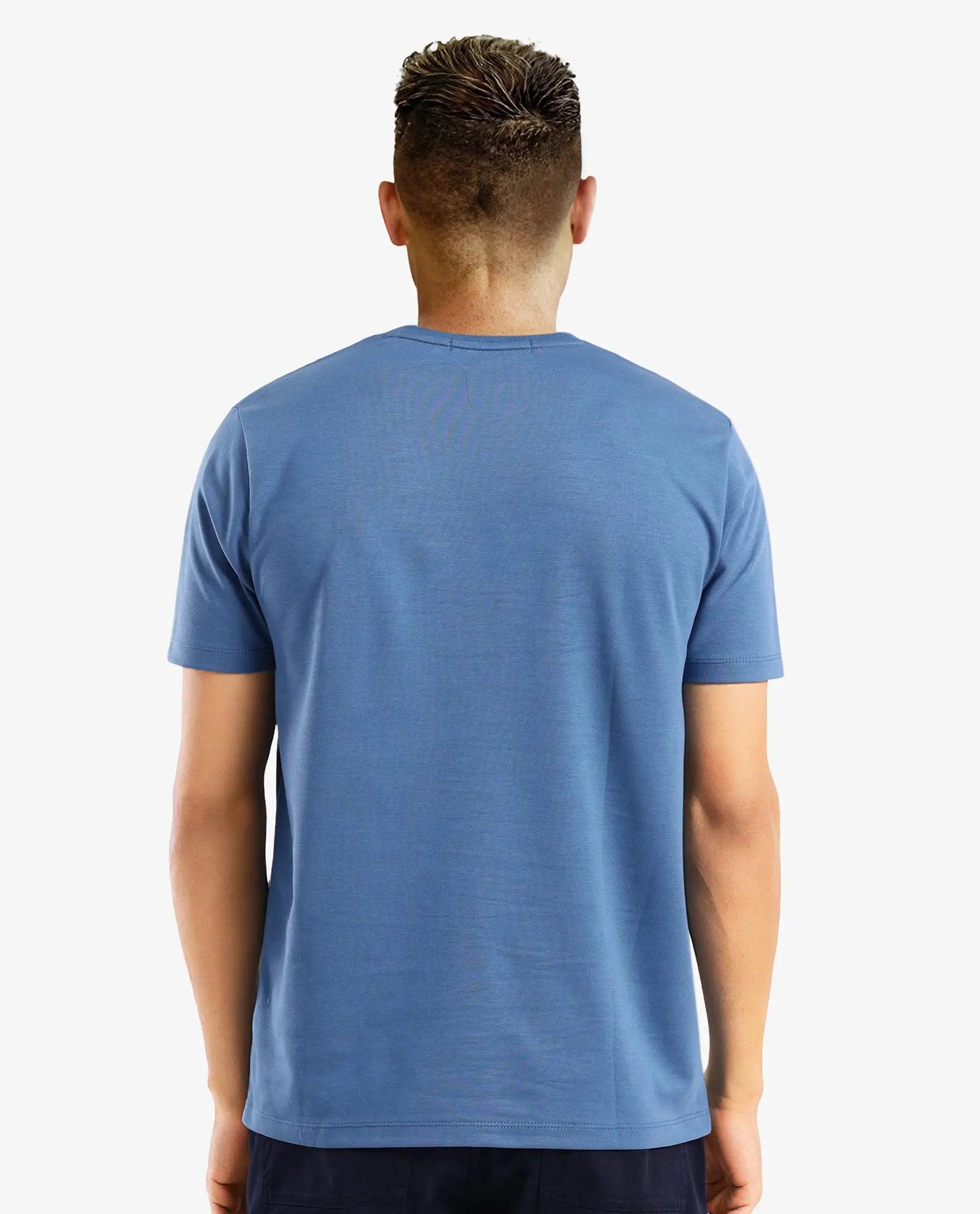 Rare Rabbit Men Antu Blue Cotton Polyester Fabric Short Sleeve Crew Neck Logo Print Oversized T-Shirt - view 8