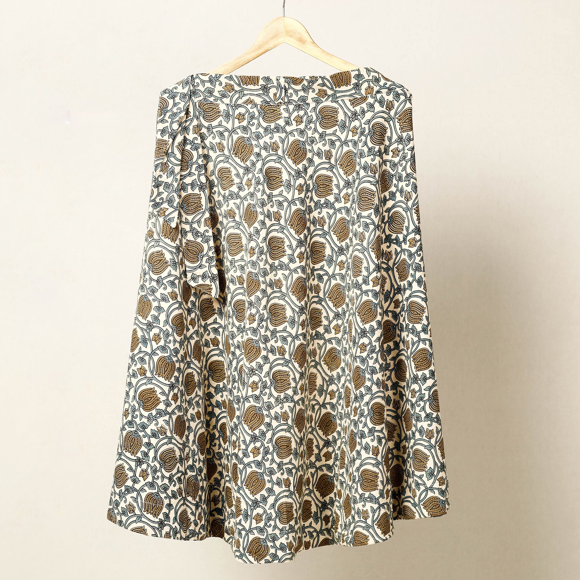 NOORI BAZAR Brown - Block Print Cotton Wrap Around Ajrakh Skirt