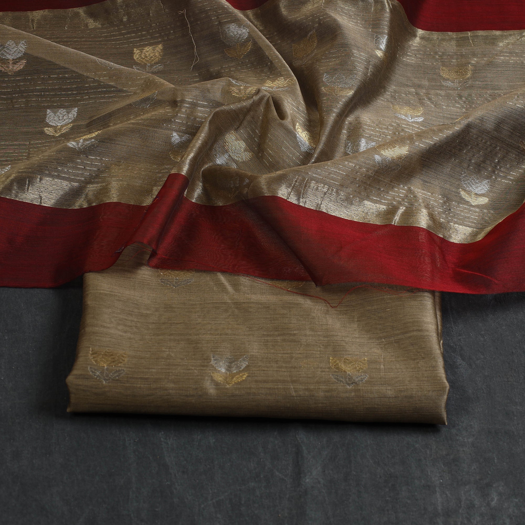 CHANDERI BY RAUPH KHAN 2pc Zari Buti Handloom Chanderi Silk Dress Material 17 - view 2