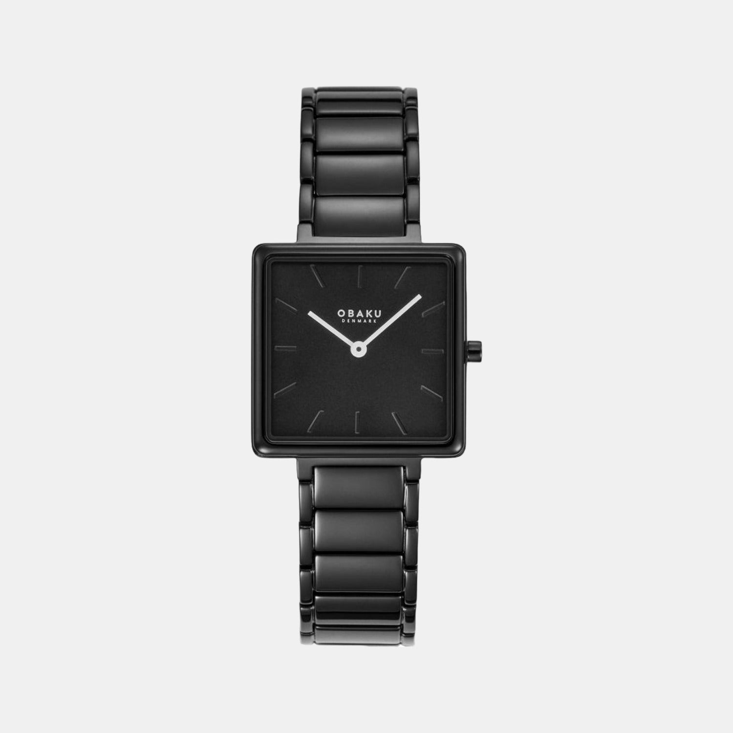 Obaku Firkant Cider Women Quartz Black Dial Analog Stainless Steel Watch V259LXBBSB