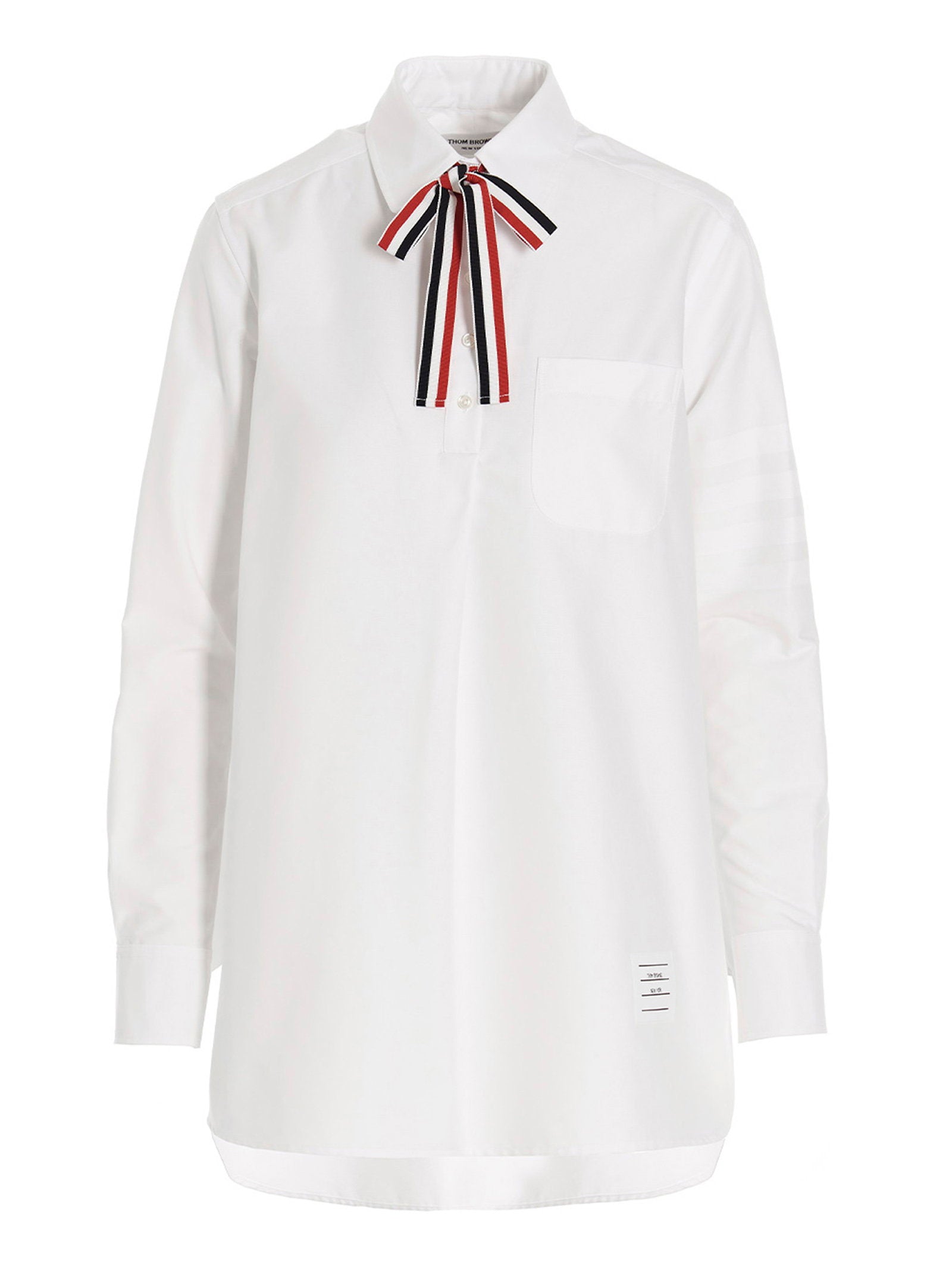 Thom Browne Logo Pussy Bow Blouse – 100% cotton