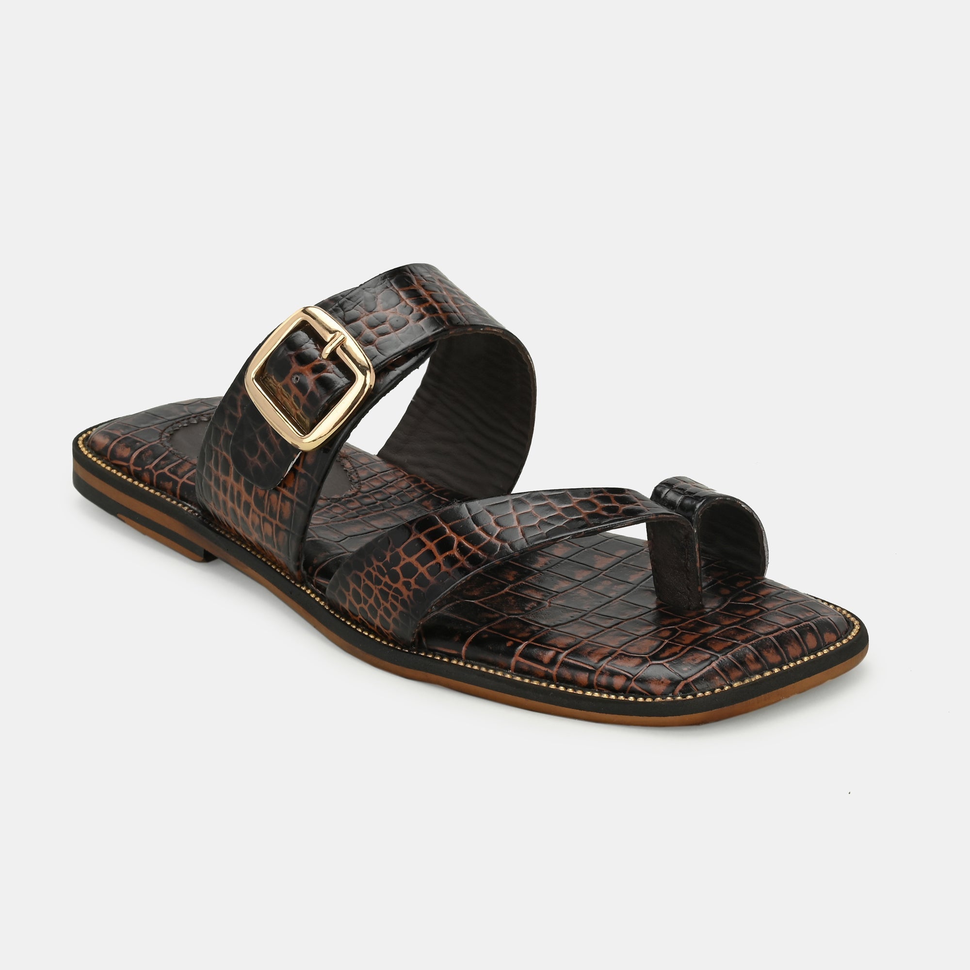 Colour Blocked Buckled Slippers By Lafattio - view 6