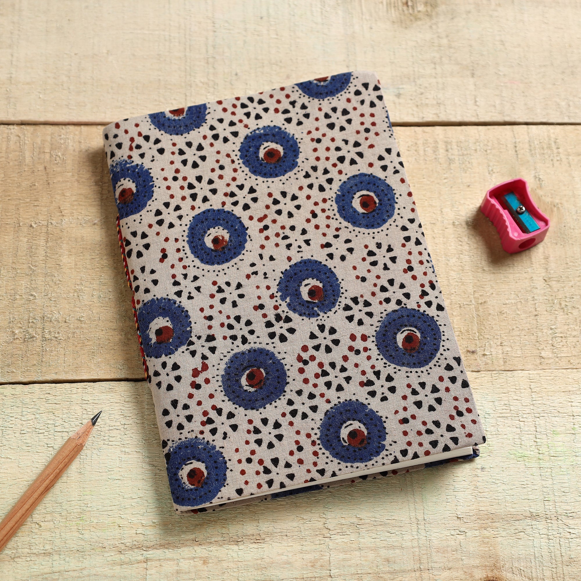 BINDAAS UNLIMITED Beige - Ajrakh Fabric Cover Handmade Paper Notebook (7 x 5 in)
