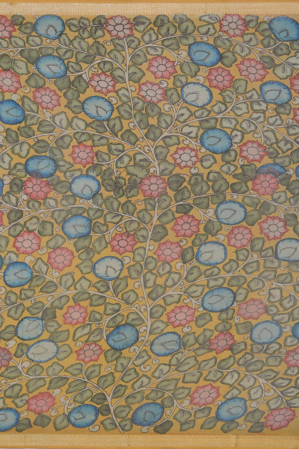Kalanjali Kalamkari Hand-Painted Blue Saree – Women's - view 4