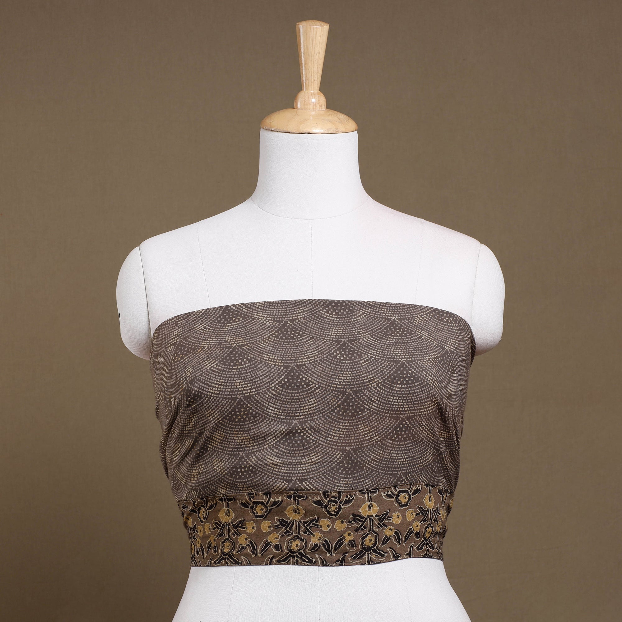 NOORI BAZAR Brown - Rangoli Ajrakh Block Printed Cotton Blouse Piece