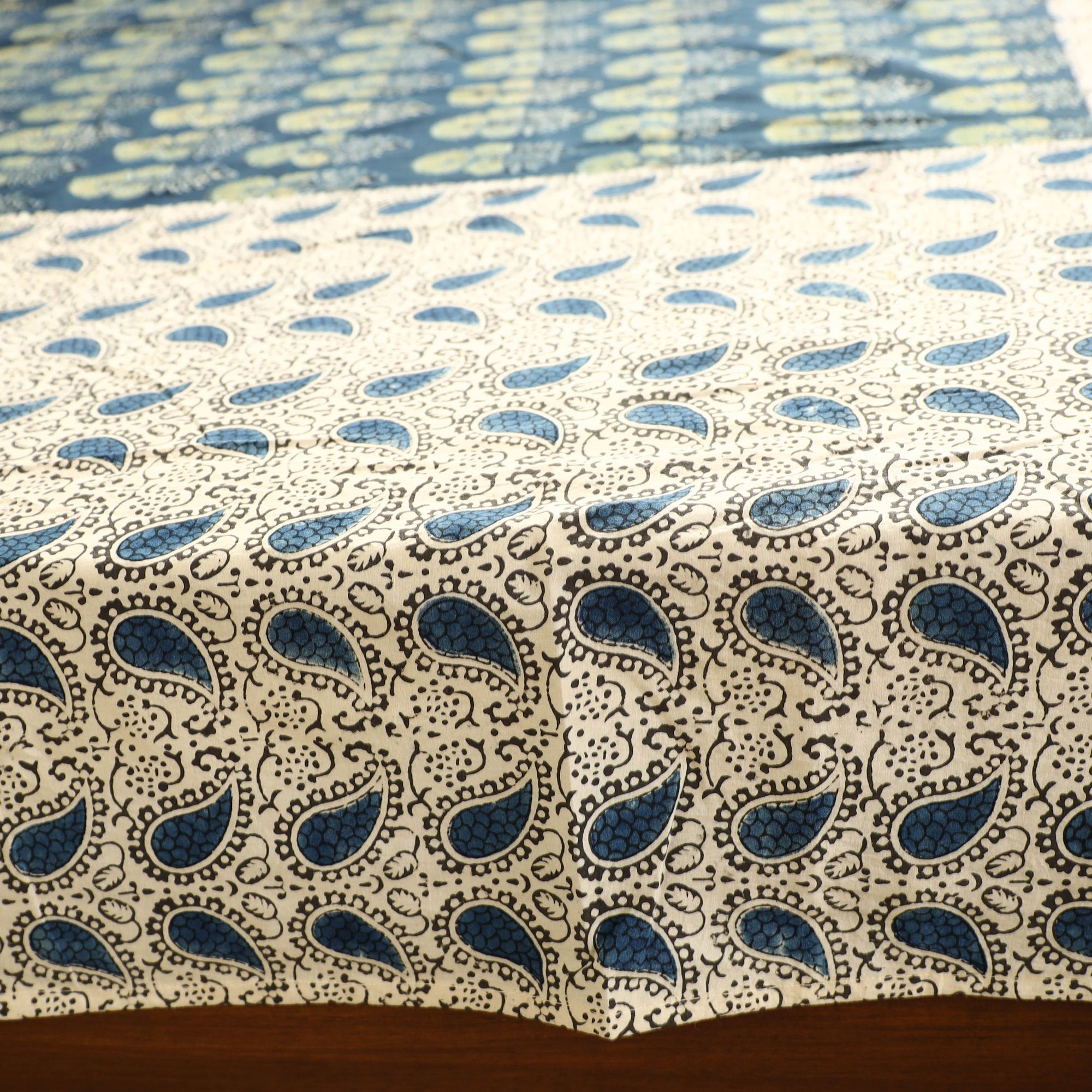 NOORI BAZAR Beige - Ajrakh Block Printed Patchwork Cotton Double Bed Cover with Pillow Covers (108 x 90 In) - view 5