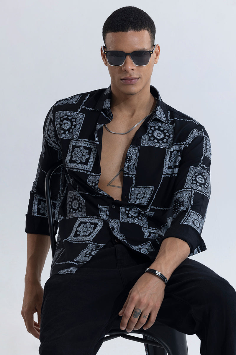 SNITCH Pixel Paisley Black Shirt