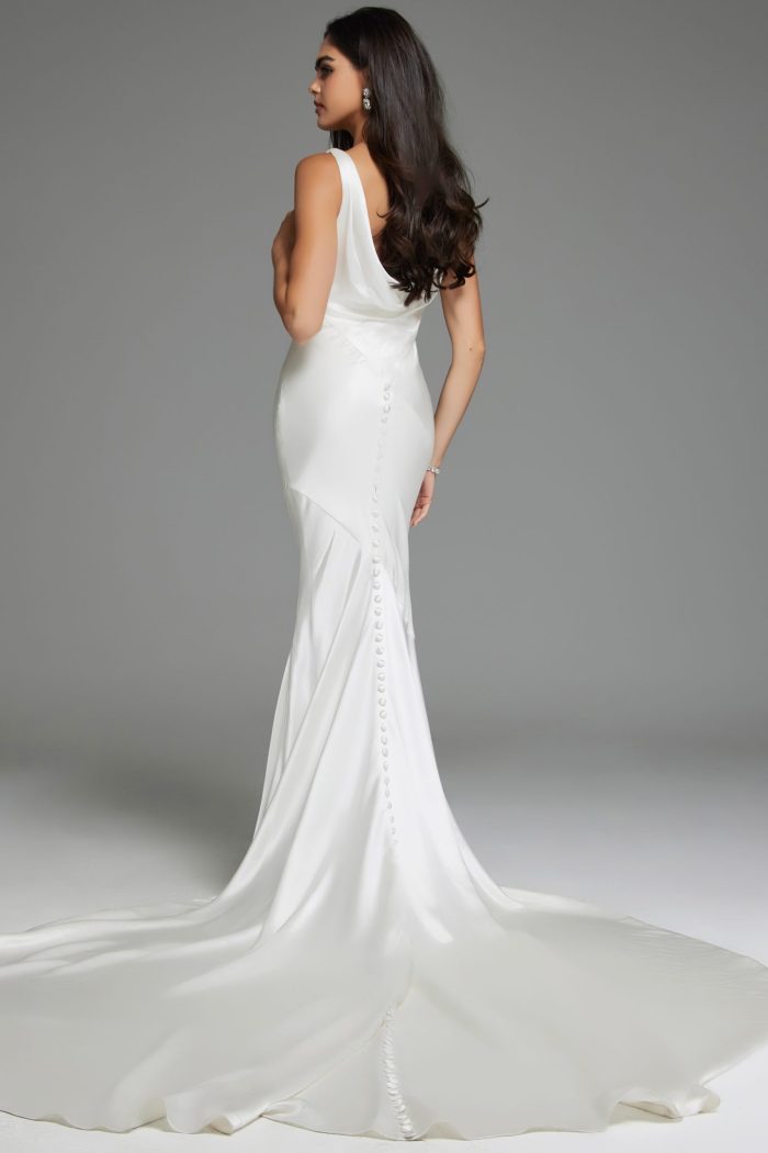 Jovani JB03910 Long Cowl Neckline Wedding Dress - view 2