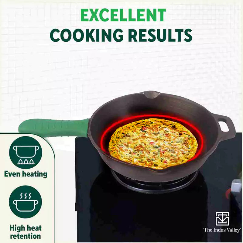 The Indus Valley Super Smooth Cast Iron Fry Pan, Glass Lid, 100% Pure, Toxin-free, Pre-seasoned, Induction, Non-stick, 20.3/25.4cm, 1.3/1.7L, 2.3/2.4k - view 7