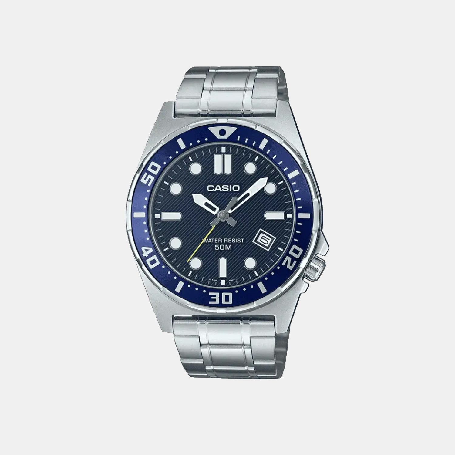 Casio Enticer Men Quartz Blue Dial Analog Stainless Steel Watch A2377