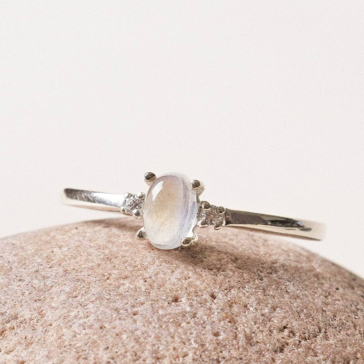 Tiny Rituals Petite Oval Rainbow Moonstone Ring - view 2