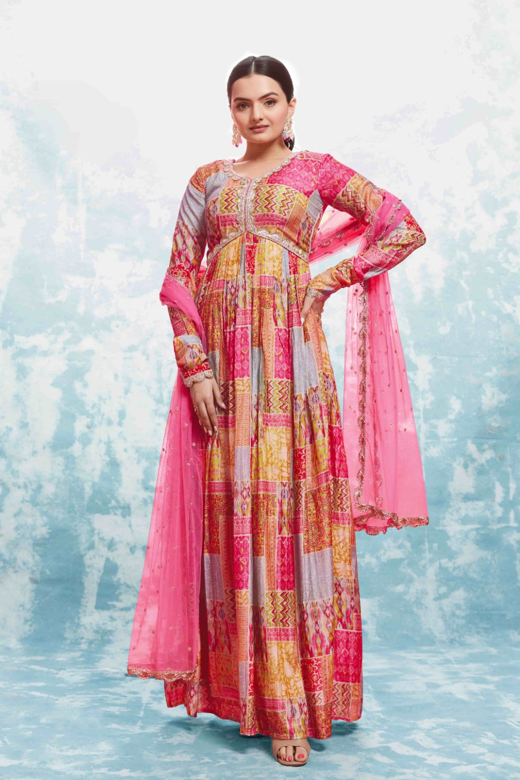 ClothsVilla Multi-Color Muslin Printed & Embroidered Suit Set | Fully Stitched & Ready to Wear - view 2