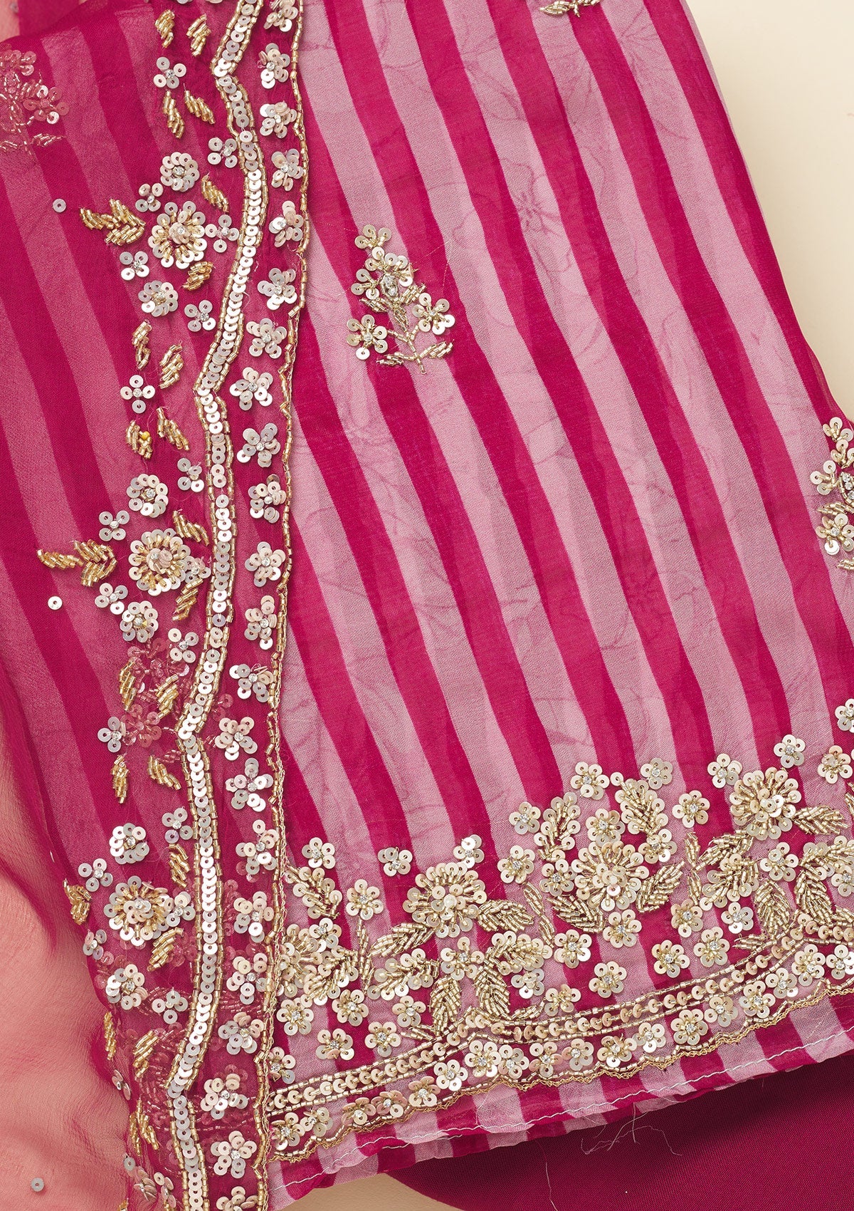 Koskii Rani Pink Cutdana Semi Crepe Unstitched Salwar Suit - view 2