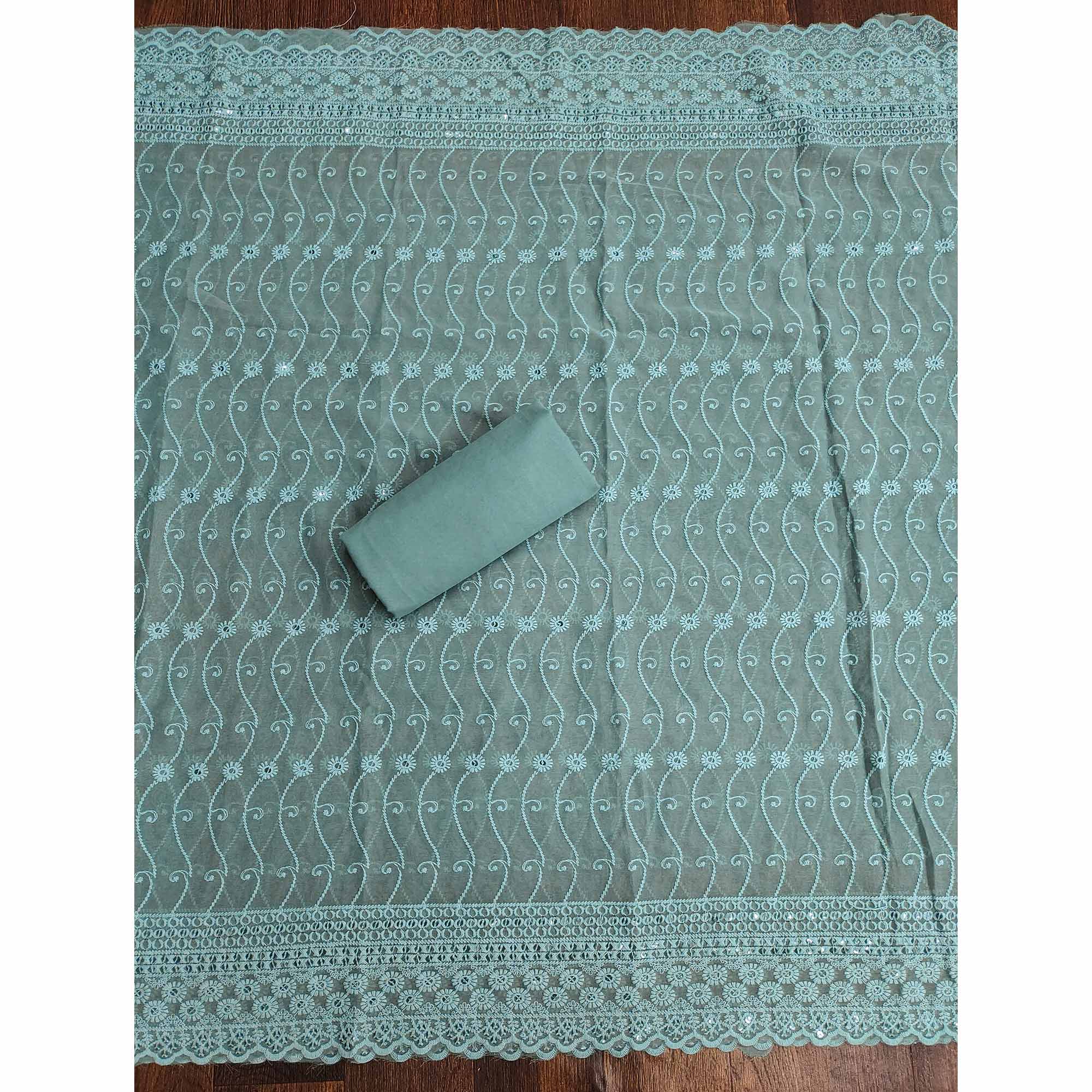BlackTree grey-lucknowi-embroidered-georgette-suit - view 4