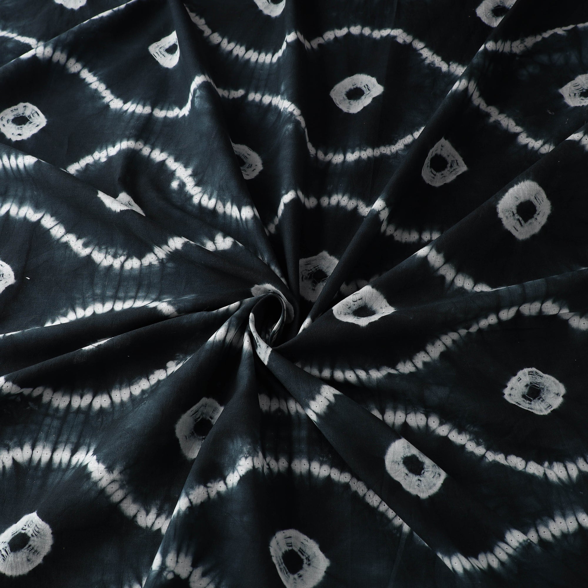 ARTISAN HAND BLOCK PRINTS Black - Tie & Dye Pure Cotton Shibori Fabric 18 - view 2
