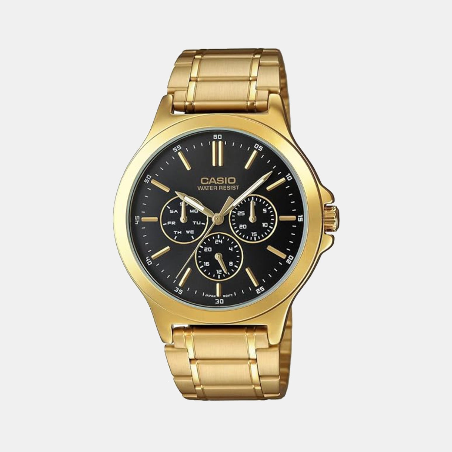 Casio Enticer Men Quartz Black Dial Multi-Function Stainless Steel Watch MTP-V300G-1A A2318
