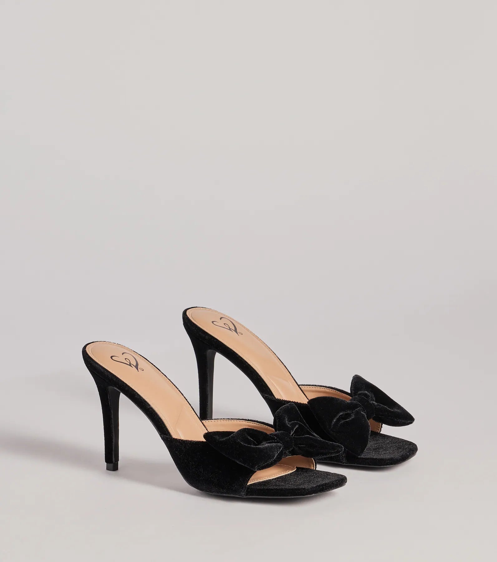 Windsor Adorably Luxe Velvet Bow Strap Stiletto Mules