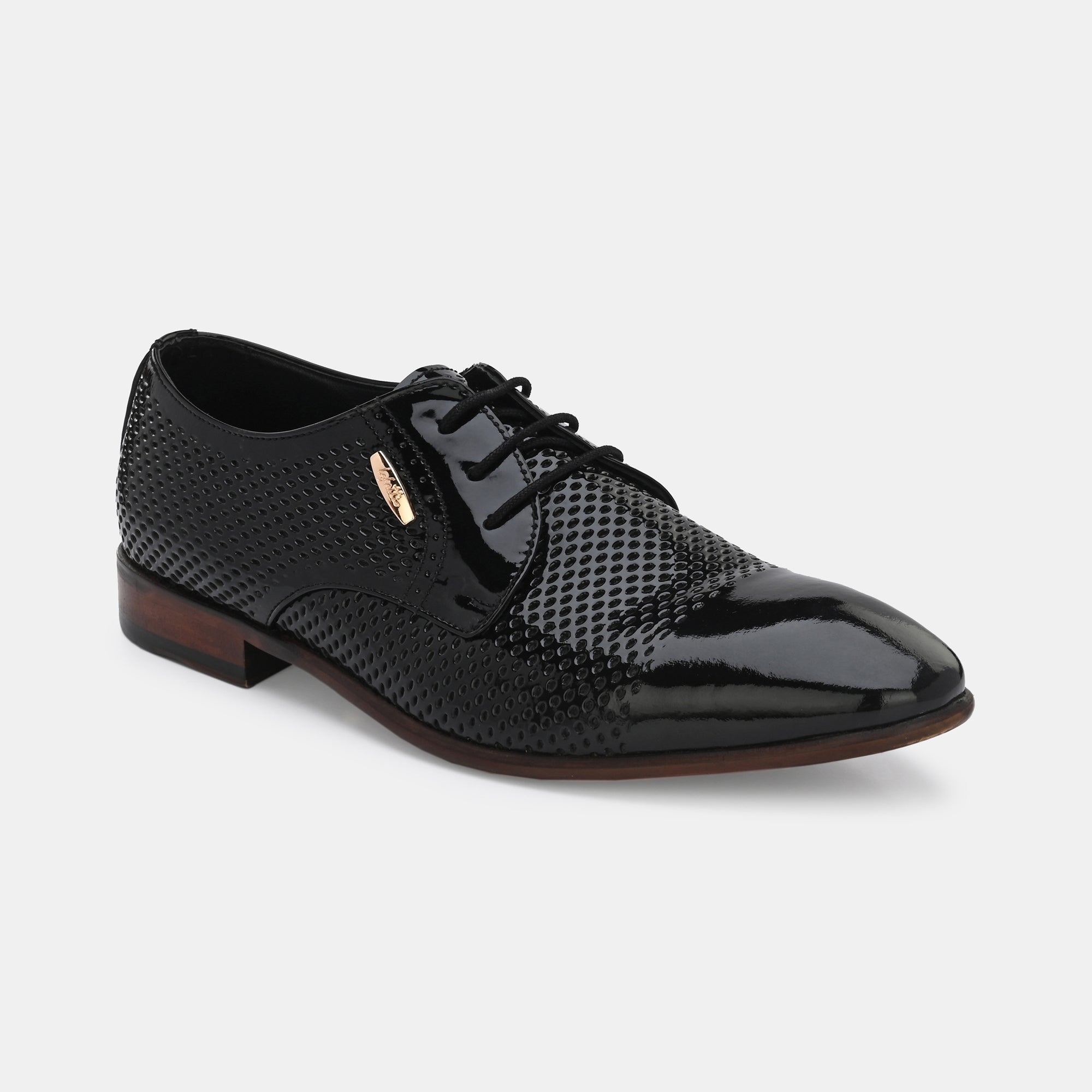 Patent Black Perforated Lace-Up Shoes by Lafattio - view 5