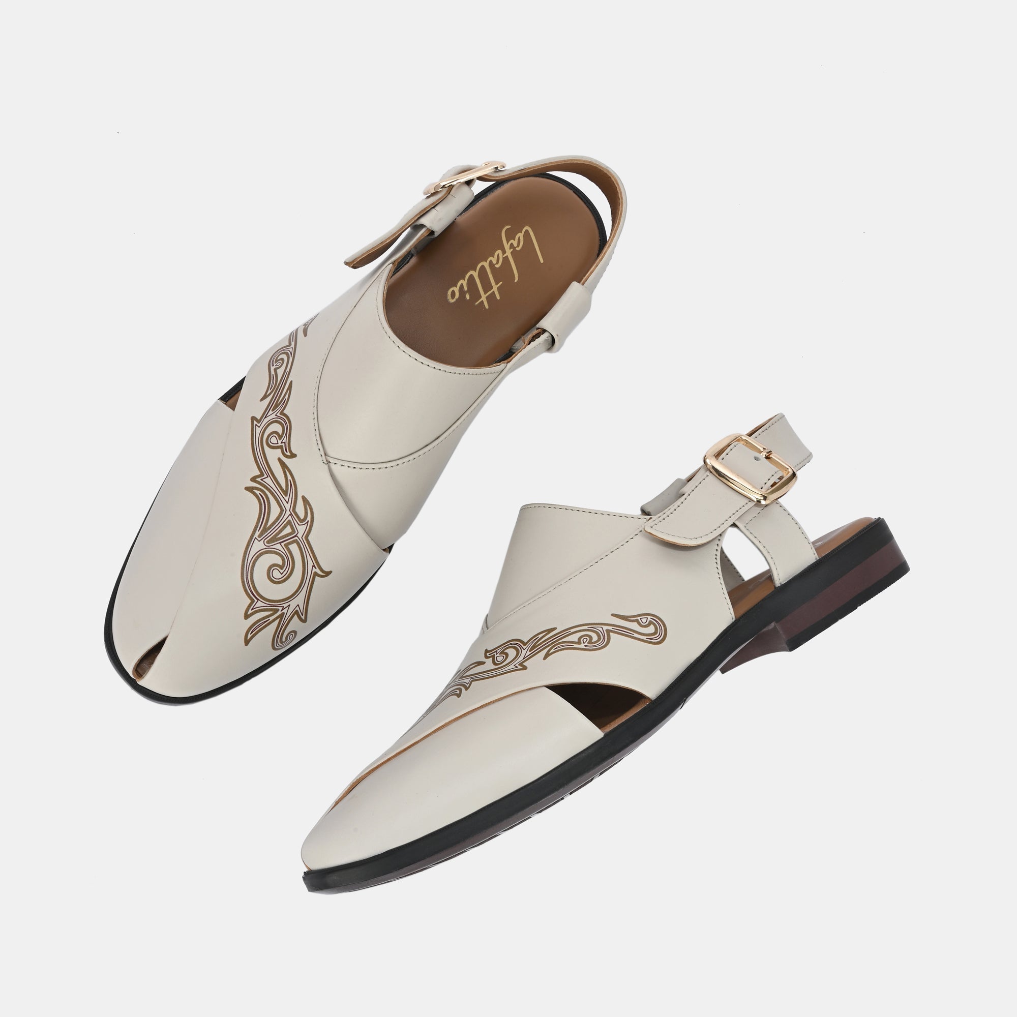 Handpainted Peshawari Sandals by Lafattio – White - view 6