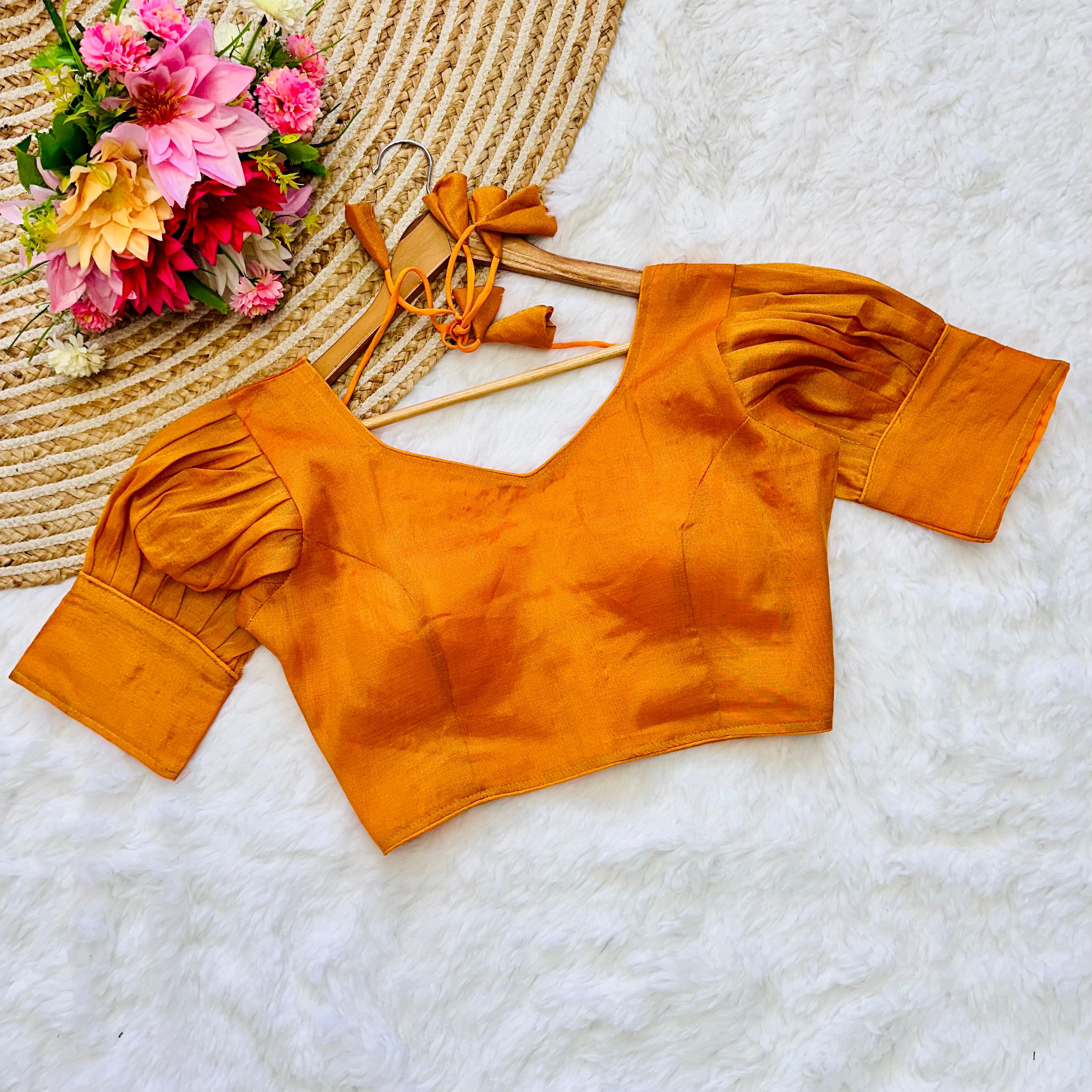 ClothsVilla Orange Color Jari Weaving Blouse in Jari Kobra Fabric