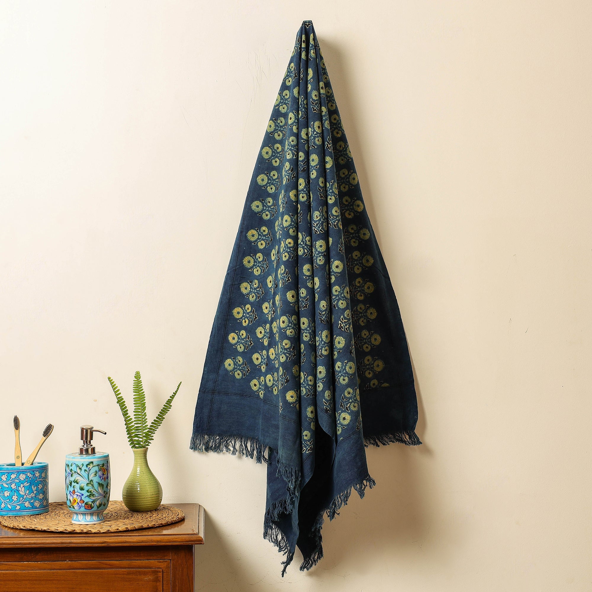 KACHCHH JI CHHAAP Blue - Block Print Cotton Ajrakh Handloom Towel