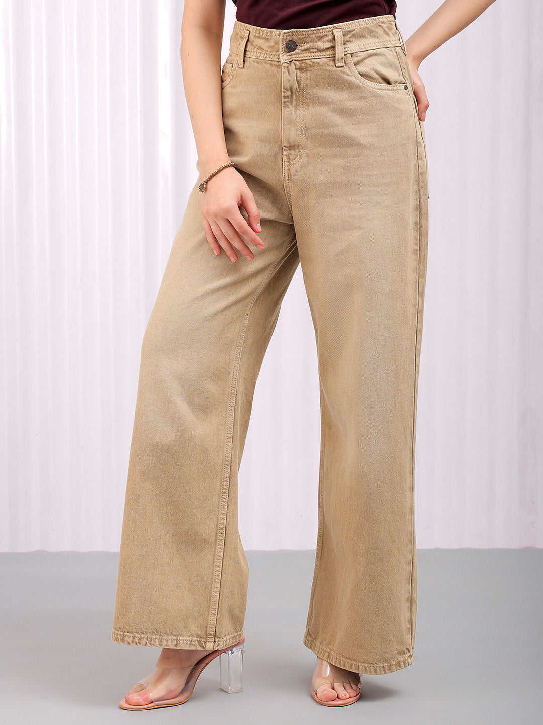 Freehand By The Indian Garage Co Women's Solid Bootcut High Rise Five Pocket Jeans - view 5