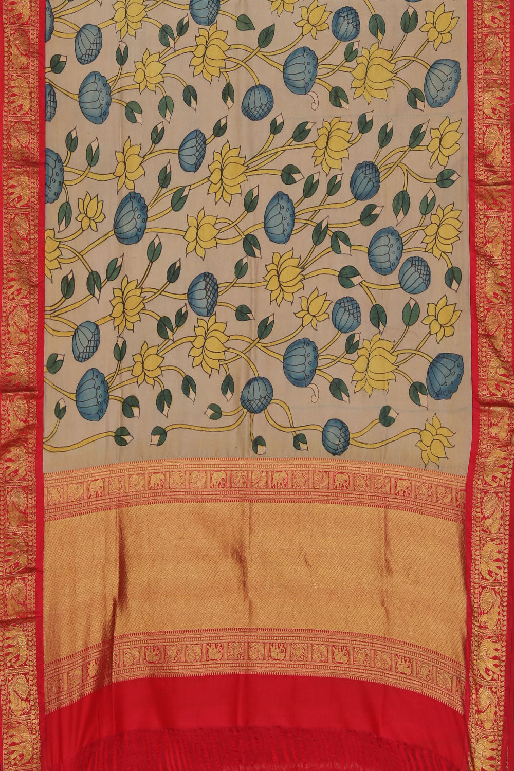 Kalanjali Grey Kalamkari Hand-Painted Dupatta - view 3