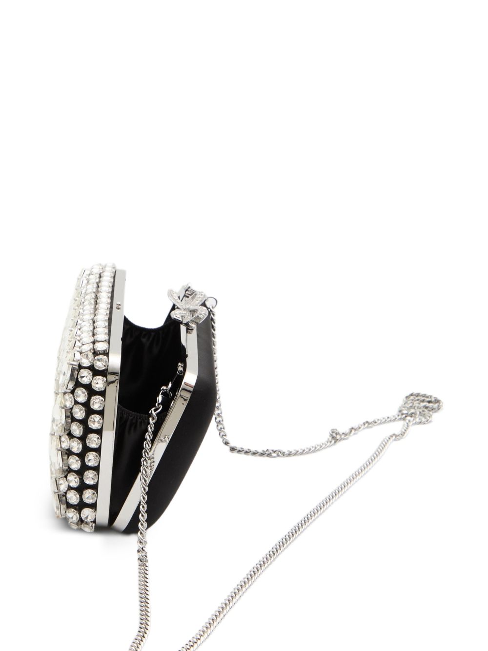 Self-portrait Black Satin Crystal Clutch Bag - view 4