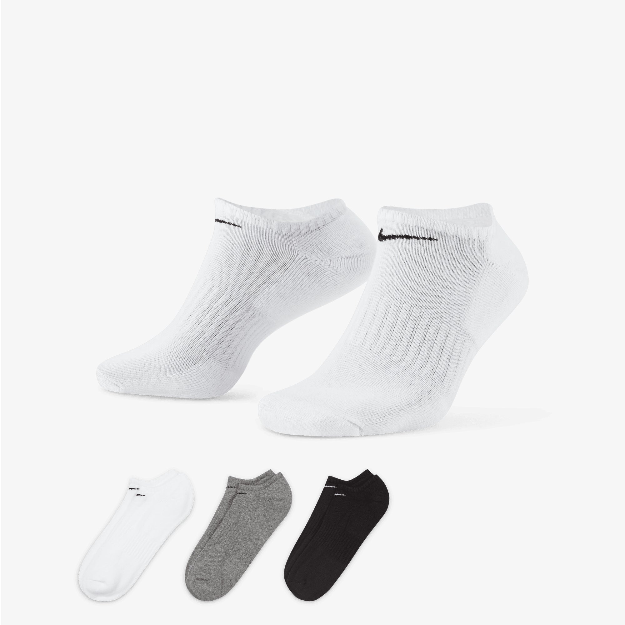 Nike | Everyday Cushioned Training No-show Socks { Grey/white/black