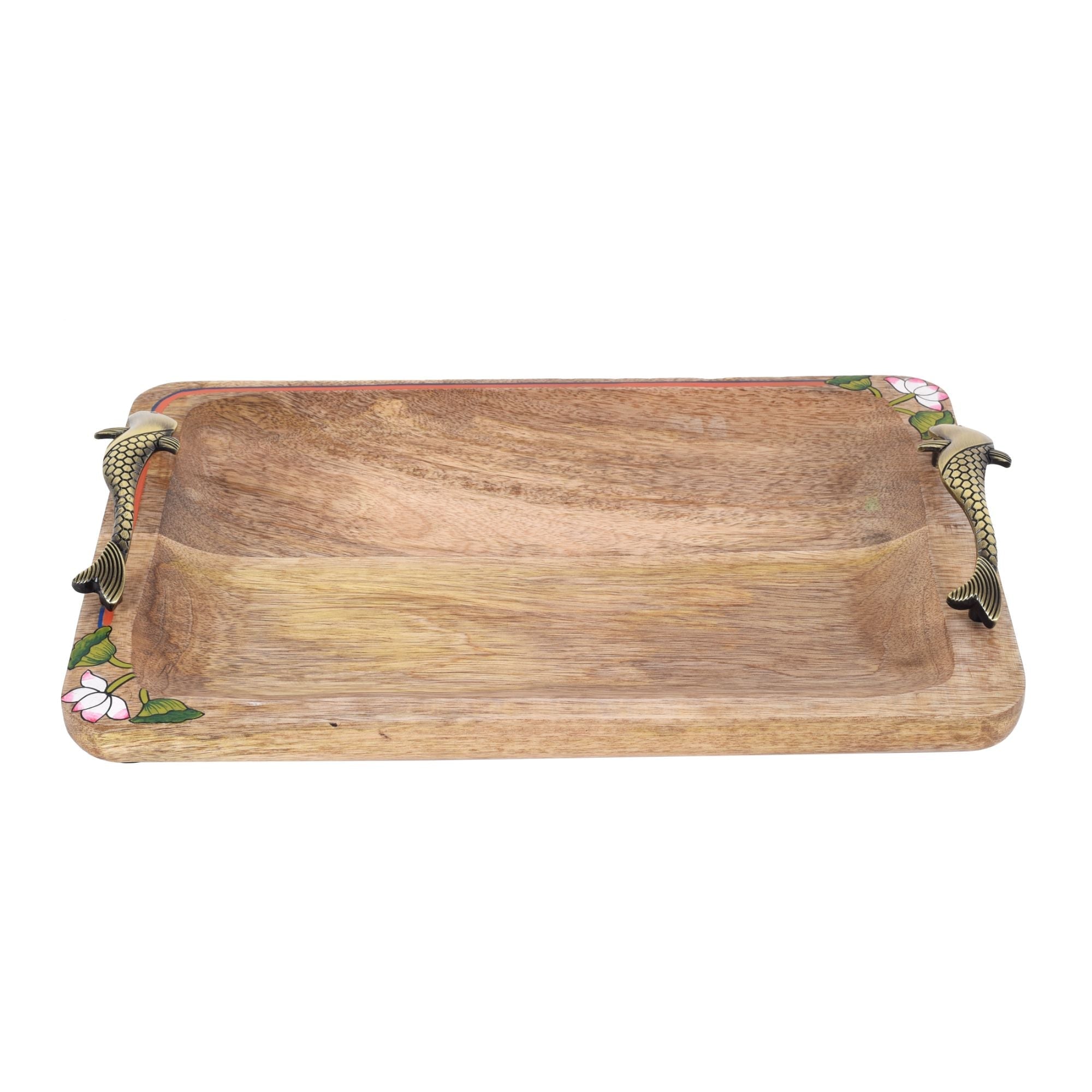 ART CREATIONS BY SUMAN SONTHALIA Brown - Pichhwai Iteha Rectangular Serving Tray (14x9x2) - view 2
