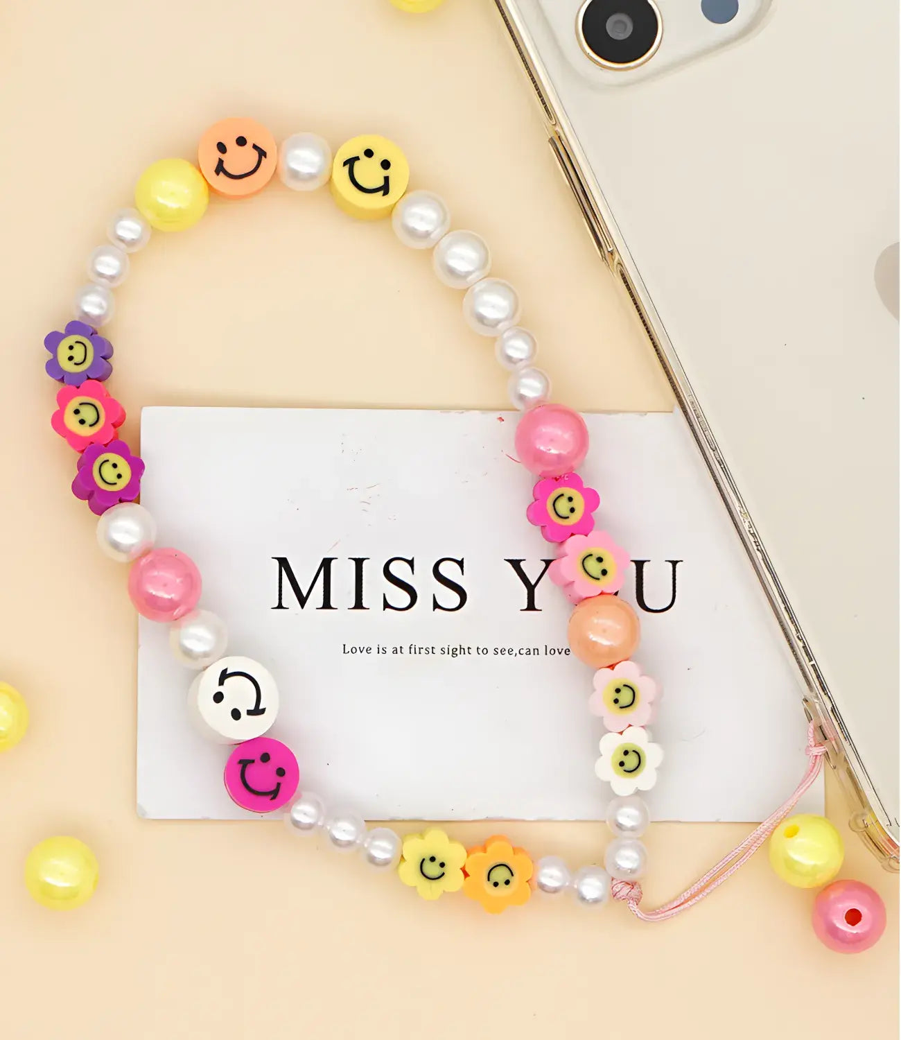 The Case Company Colorful Smiley Beaded Phone Charm