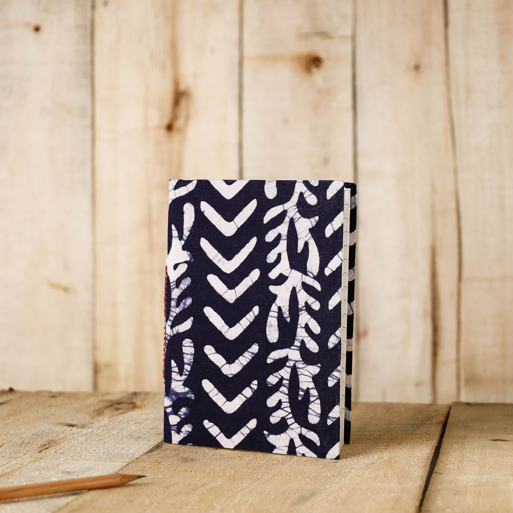 BINDAAS UNLIMITED Blue - Batik Fabric Cover Handmade Paper Notebook (7 x 5 in)