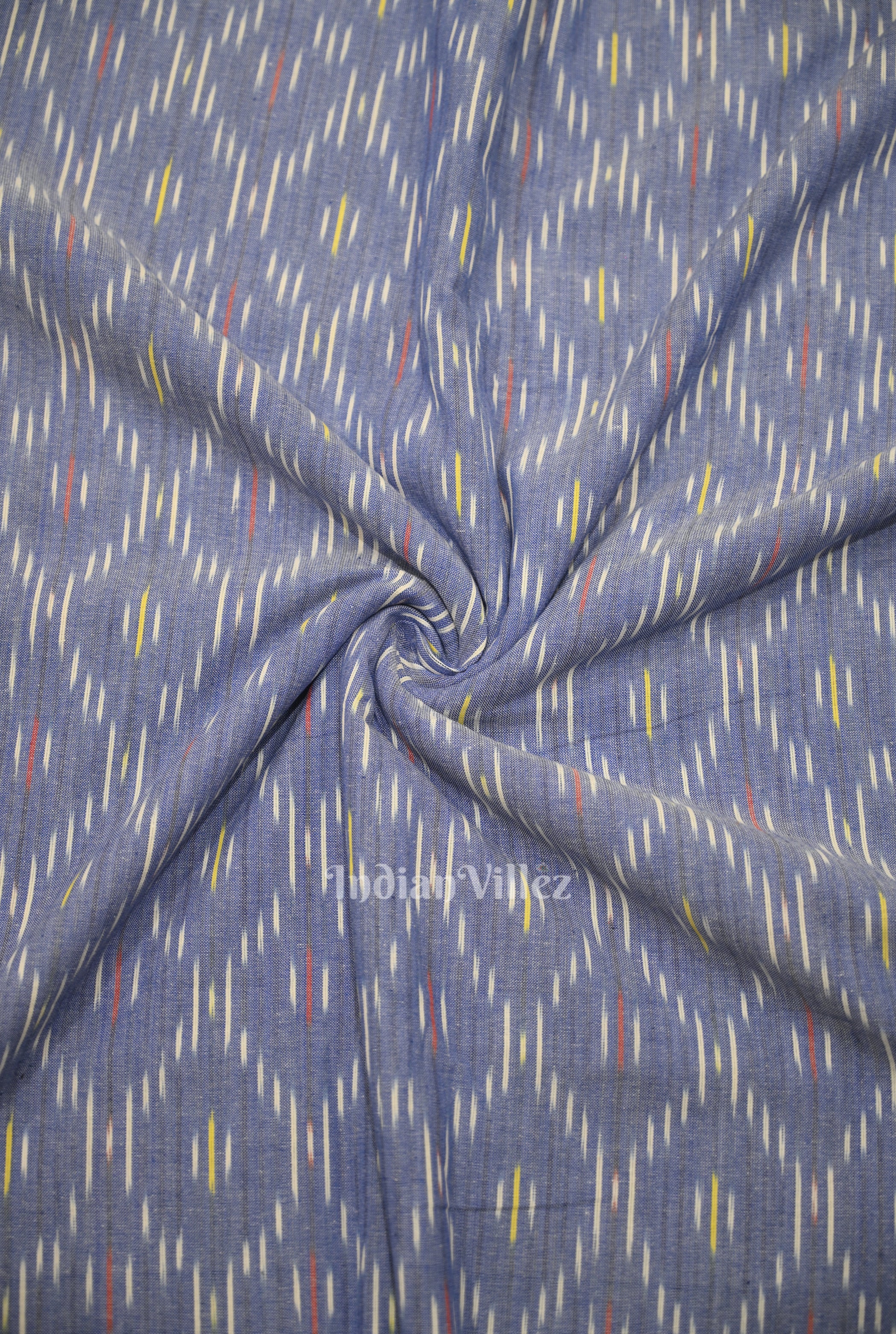 IndianVillèz Surf Blue Pochampally Ikat Cotton Fabric