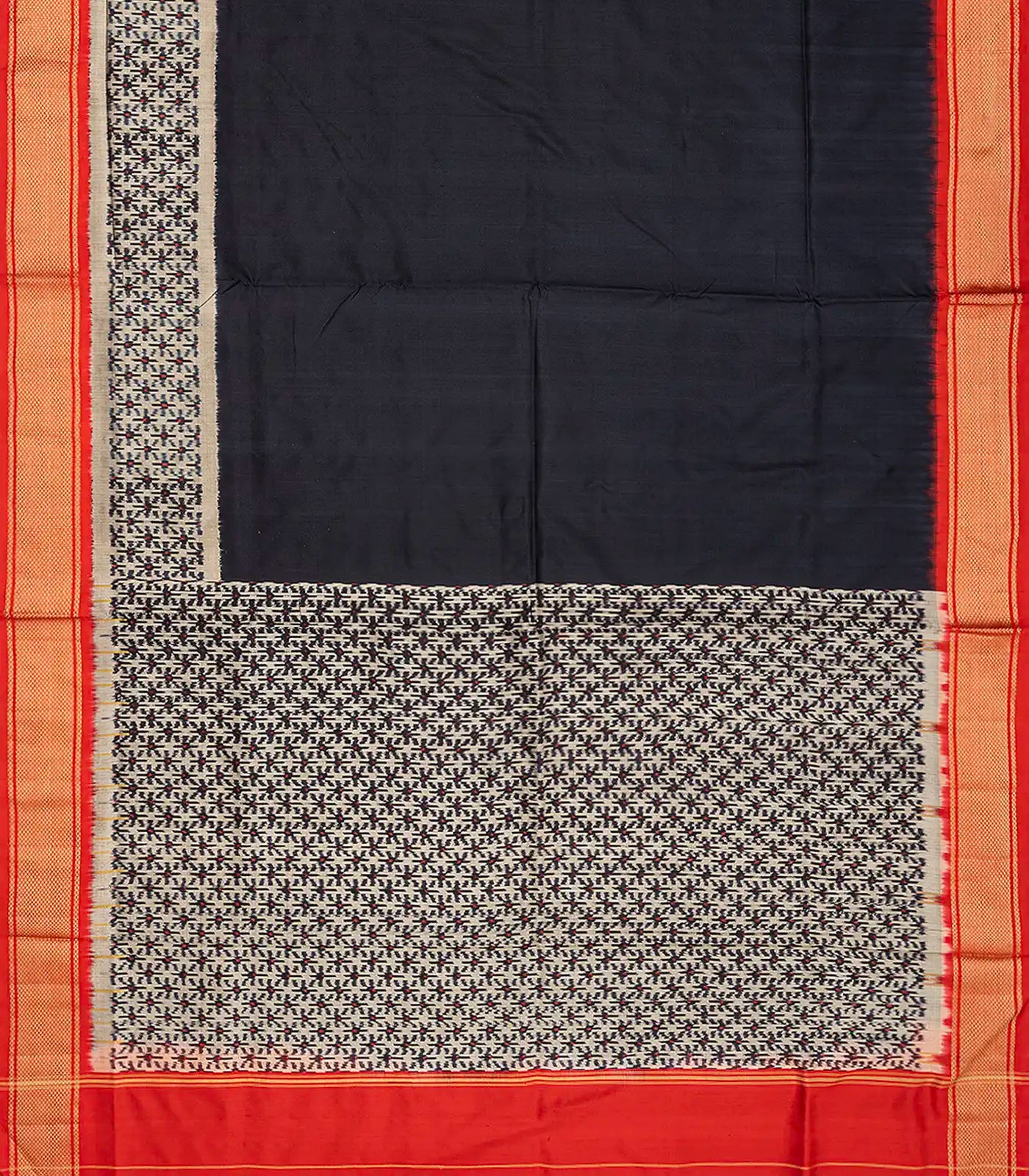 RmKV Black Handloom Pochampally Ikat Silk Saree With Red Border-Black - view 2