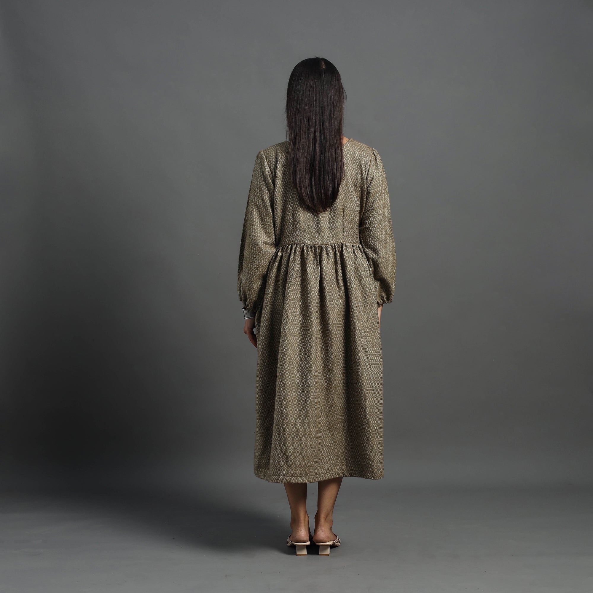 ITOKRI CASUALS Ananya Brown Plain Flared Woolen Dress 04 - view 4