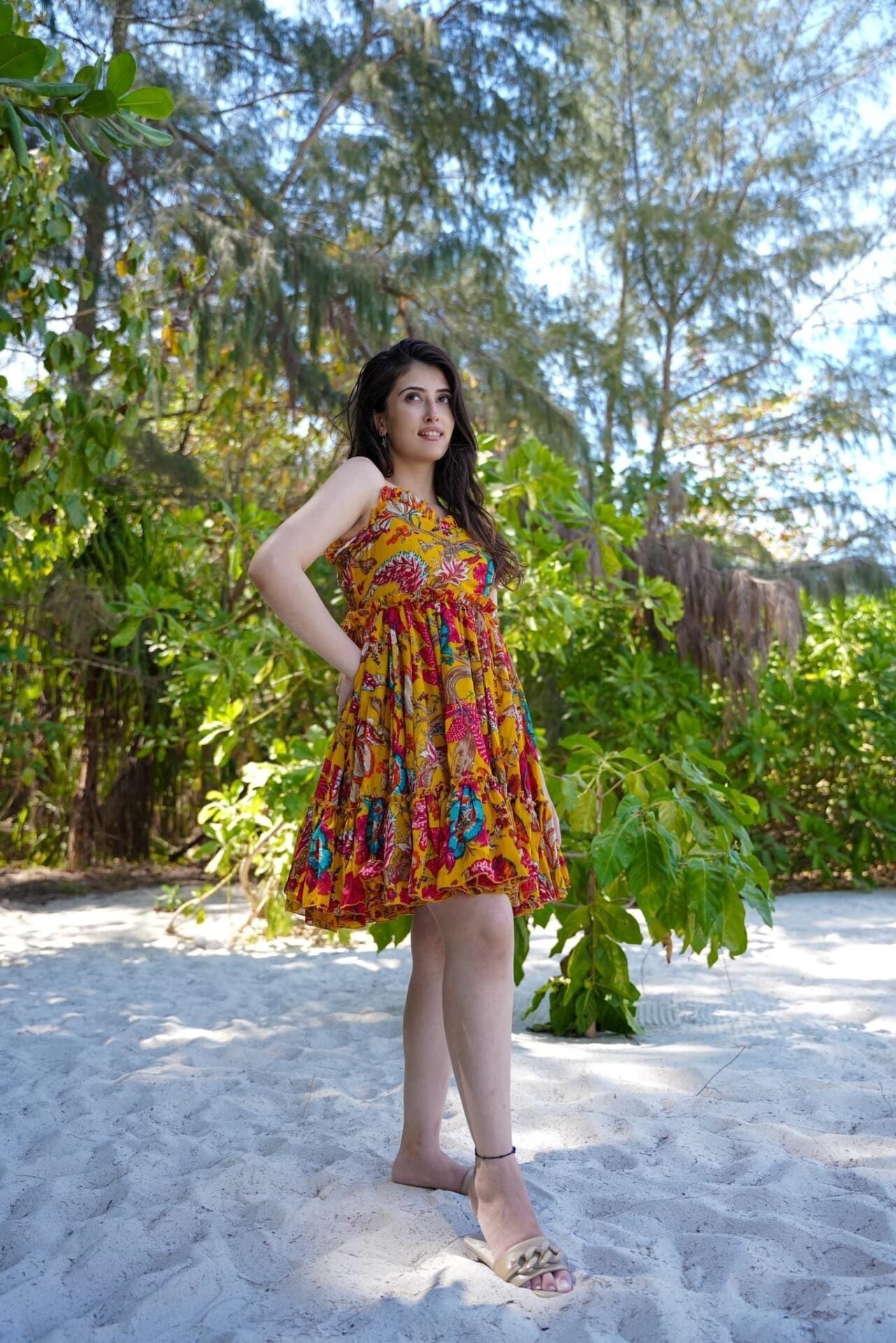 Idaho-o Canary Cascade Mini Dress - view 2