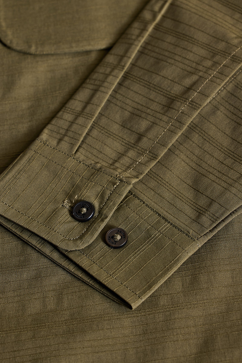 SNITCH Olive Stripes Relaxed Fit Overshirt - view 7